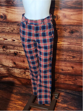 Old Navy Women's Pixie High Rise Secret Slim Crop Pants Plaid 2 Tall
